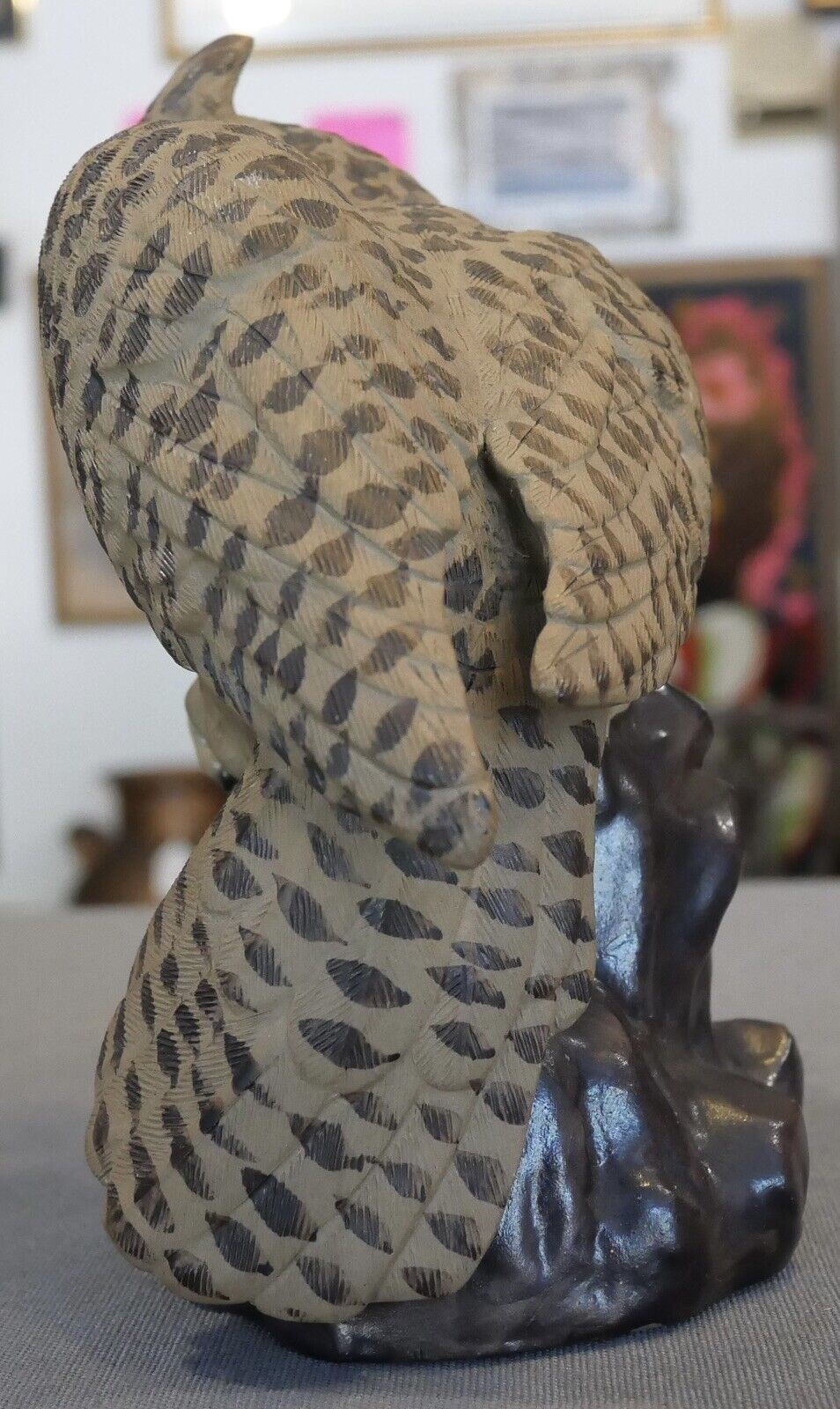 Vintage Circa 1970 Chinese Shiwan Pottery Owl Figurine