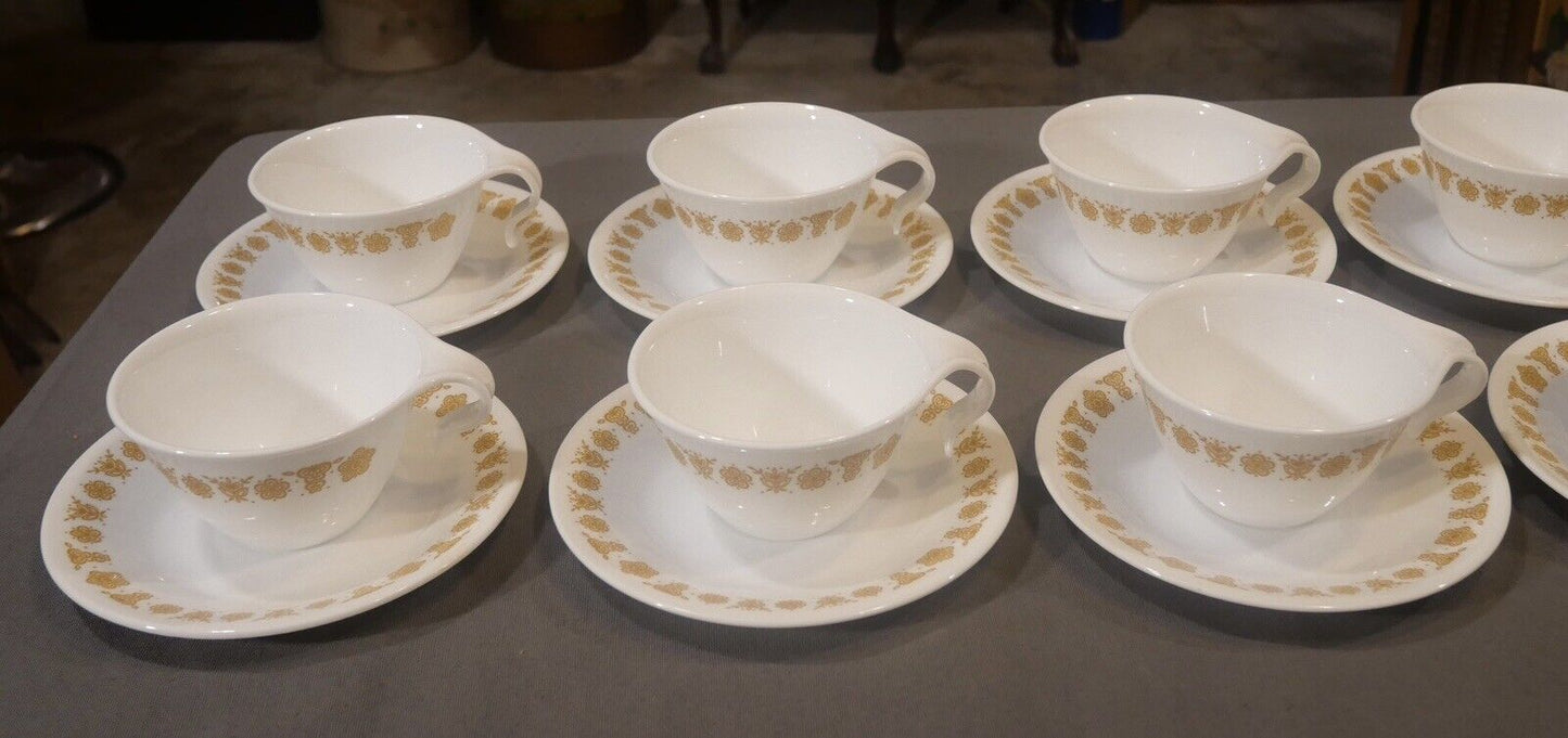 Vintage 1970's American Corelle Ware 26-Piece Butterfly Gold Pattern Coffee Service Set