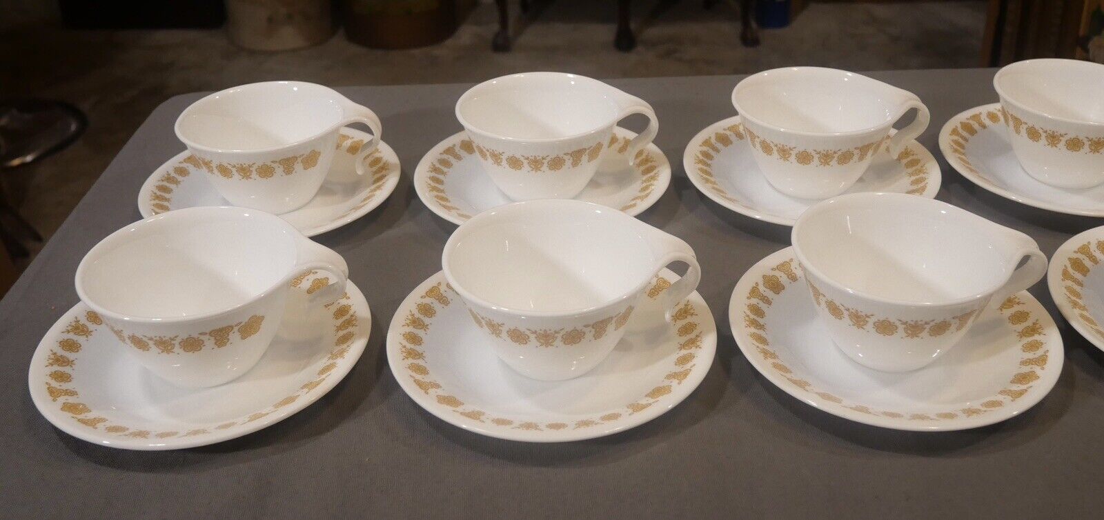 Vintage 1970's American Corelle Ware 26-Piece Butterfly Gold Pattern Coffee Service Set