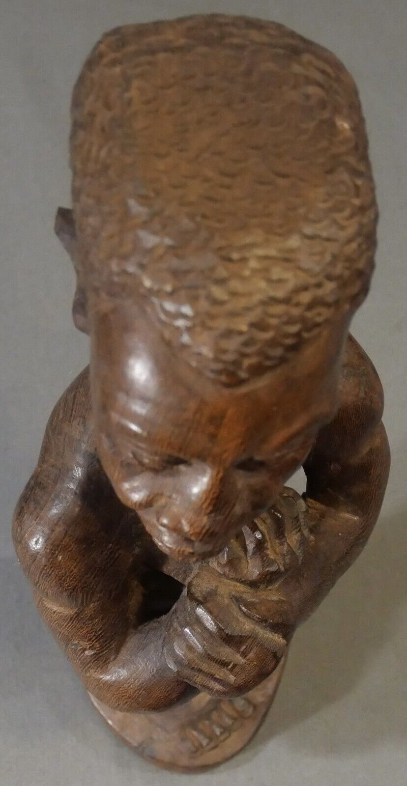 Vintage Mid 20th Century South African Zulu Man Carved Wooden Statue