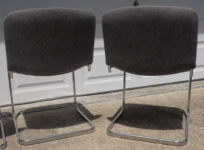 Set of 4 1960’s Italian Mid Century Modern Upholstered Chrome Tubular Cantilever Chairs