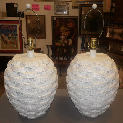 Pair of 1980's American Sunset Lamp Company Post-Modern Stacked Beehive Table Lamps