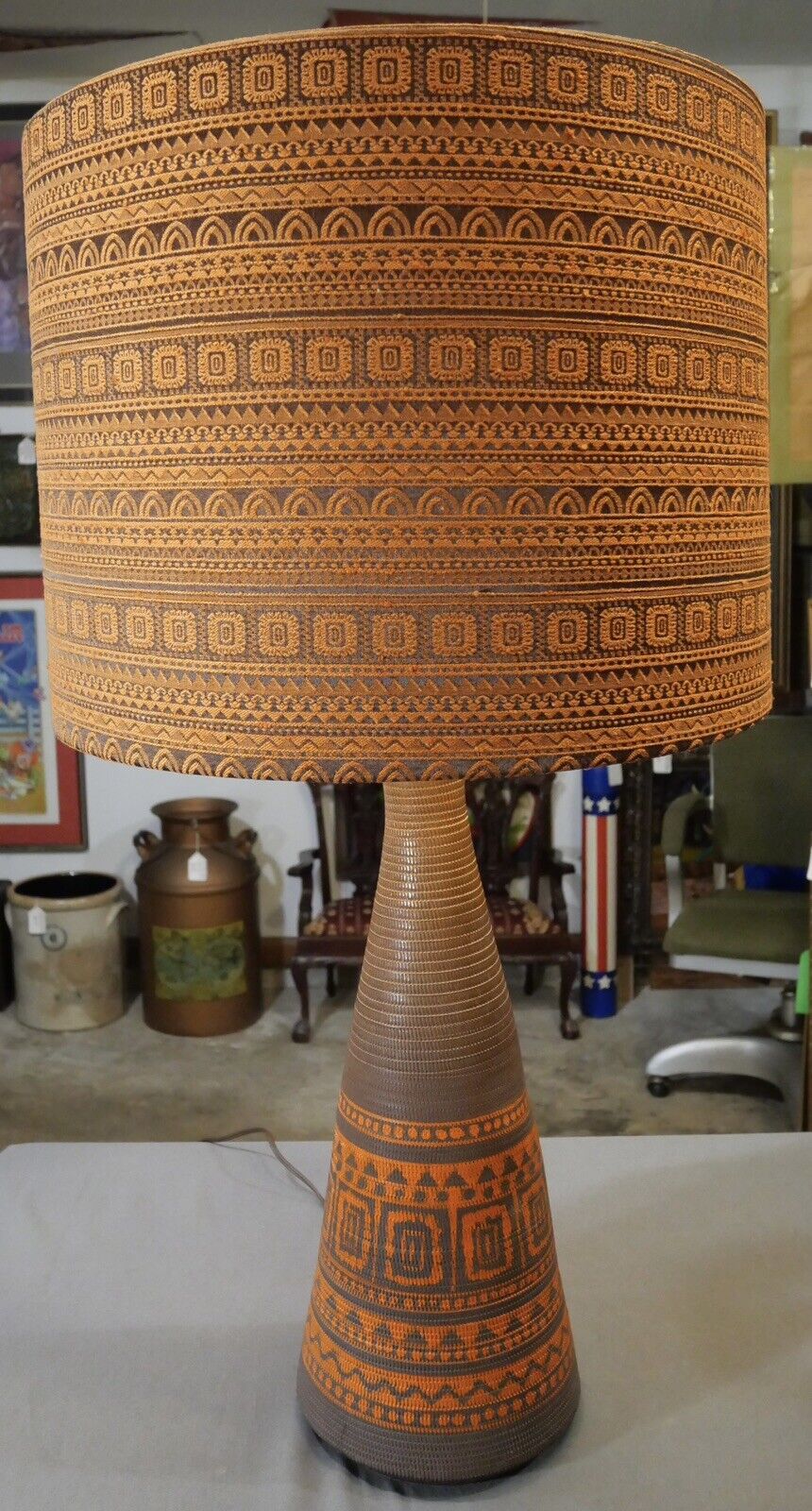 1960’s Italian Mid Century Modern Bitossi Pottery Native American Style Lamp