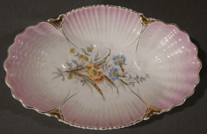 Early 20th Century German FL & Co. Bavarian China Floral Motif Clamshell Bowl