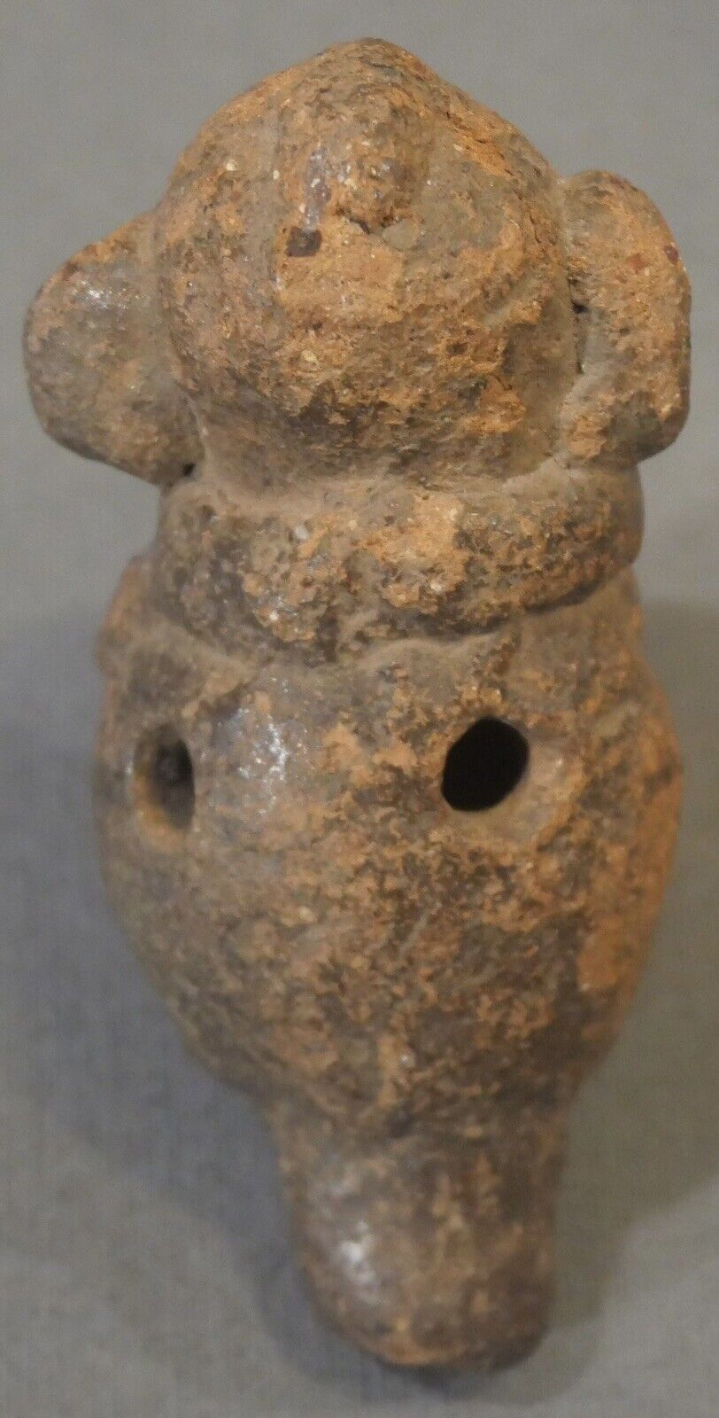 Circa 700 A.D. Pre-Columbian Mayan Clay Zoomorphic Monkey Effigy Whistle from Mesoamerica (present day El Salvador)