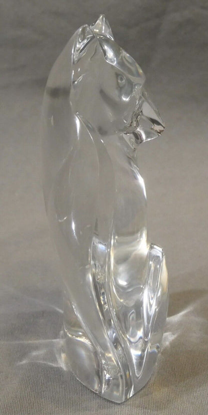 1970’s Belgian Val St. Lambert Crystal Cat Figurine by Katherine De Sousa