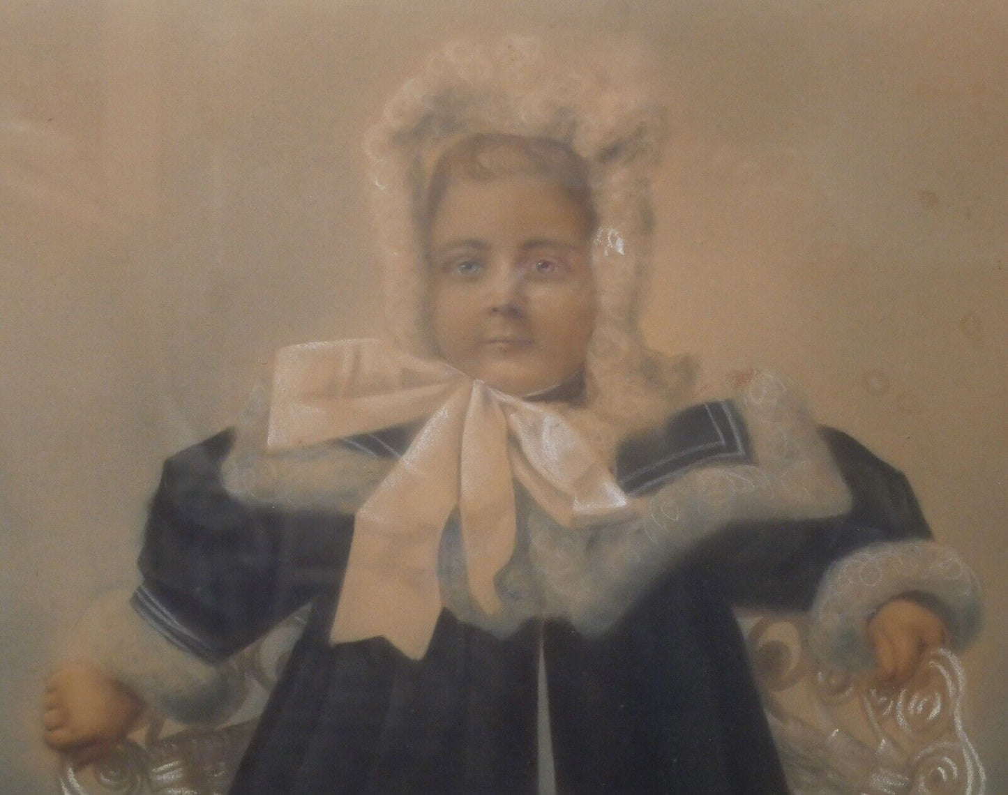 Late 19th Century American Victorian Aristocrat Boy Pastel Portrait Drawing