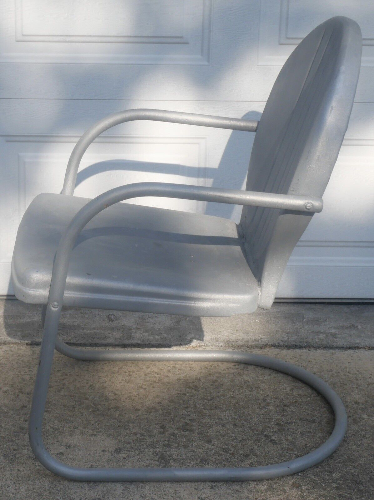 1940 American Mid Century Modern Shott Balcrank Steel Metal Cantilever Lawn Chair