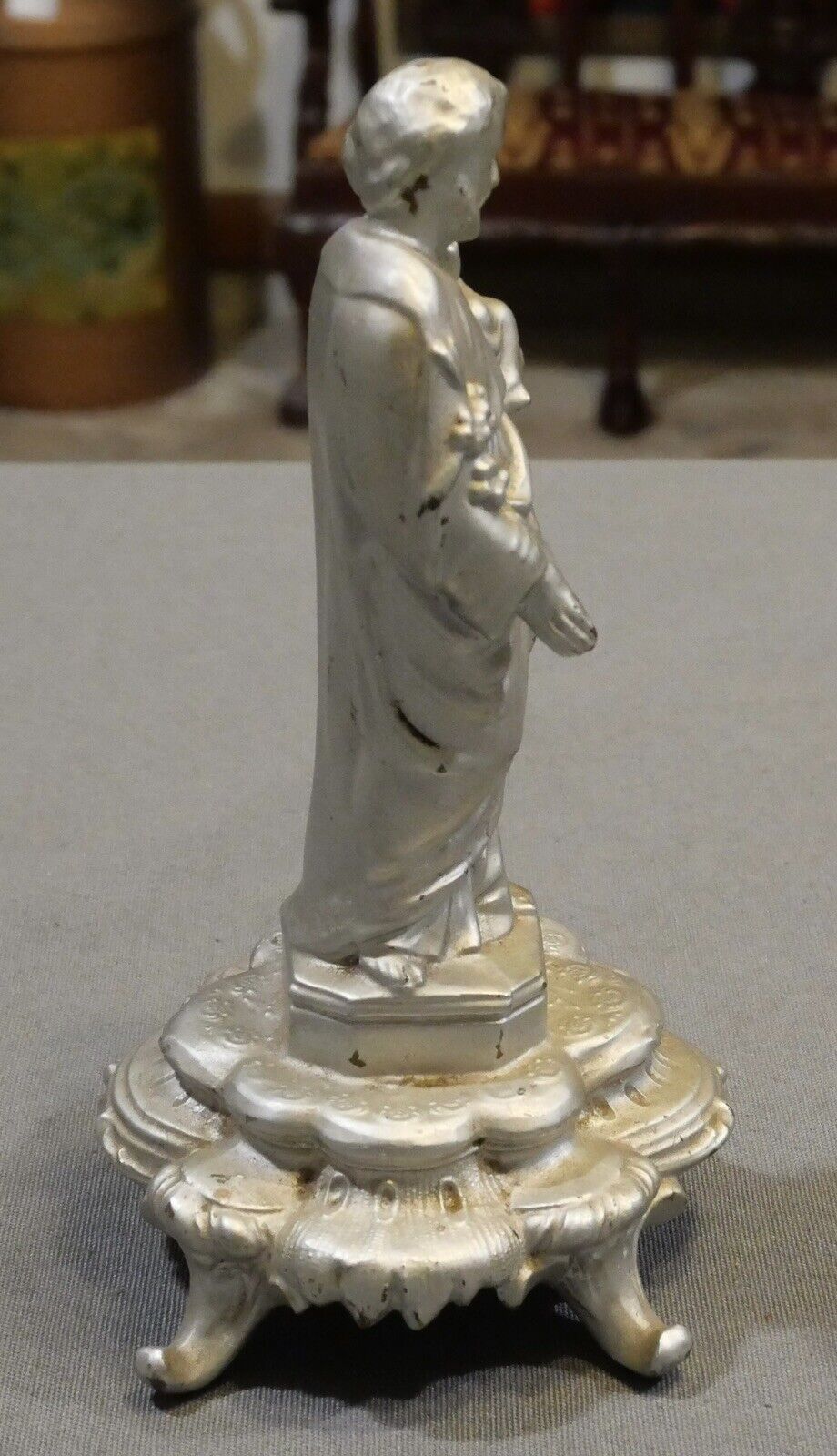 1930’s Silver Painted Cast Metal St. Joseph Figure