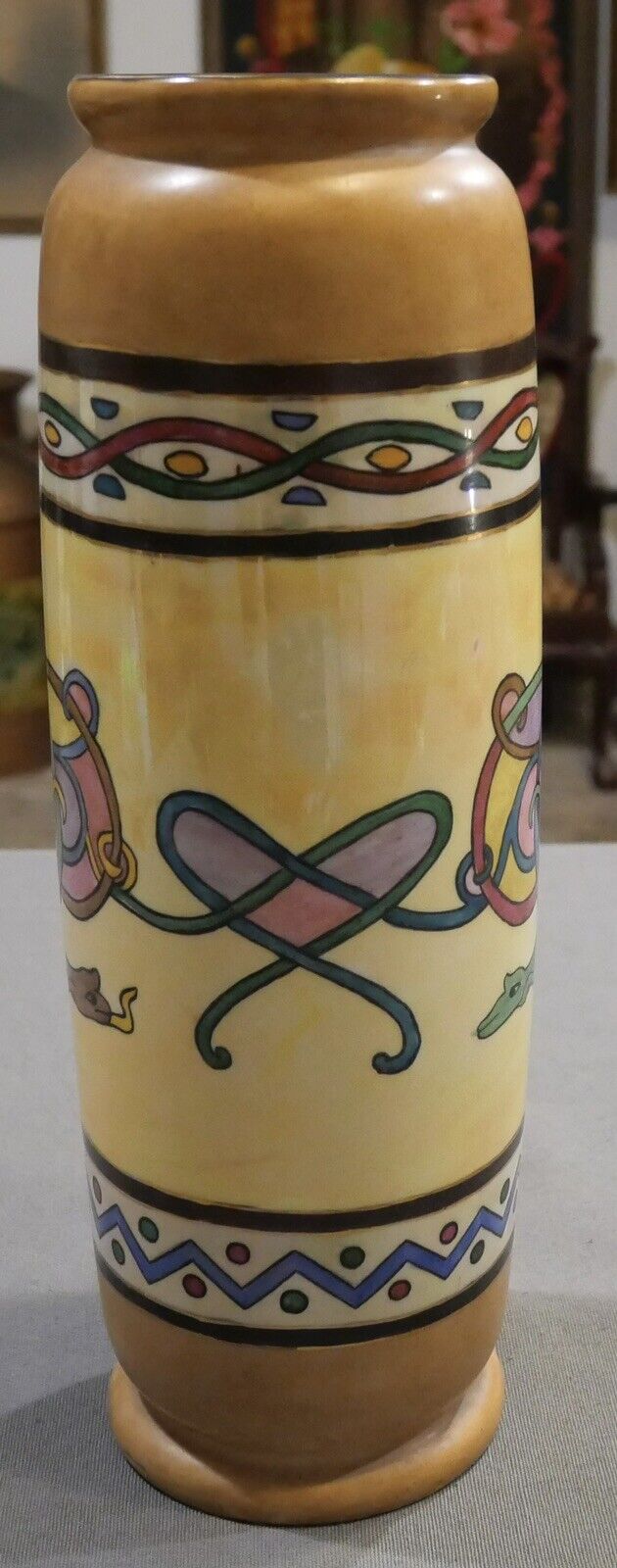 Circa 1910 English Arts & Crafts Royal Doulton Porcelain Lustreware Celtic Knot Vase