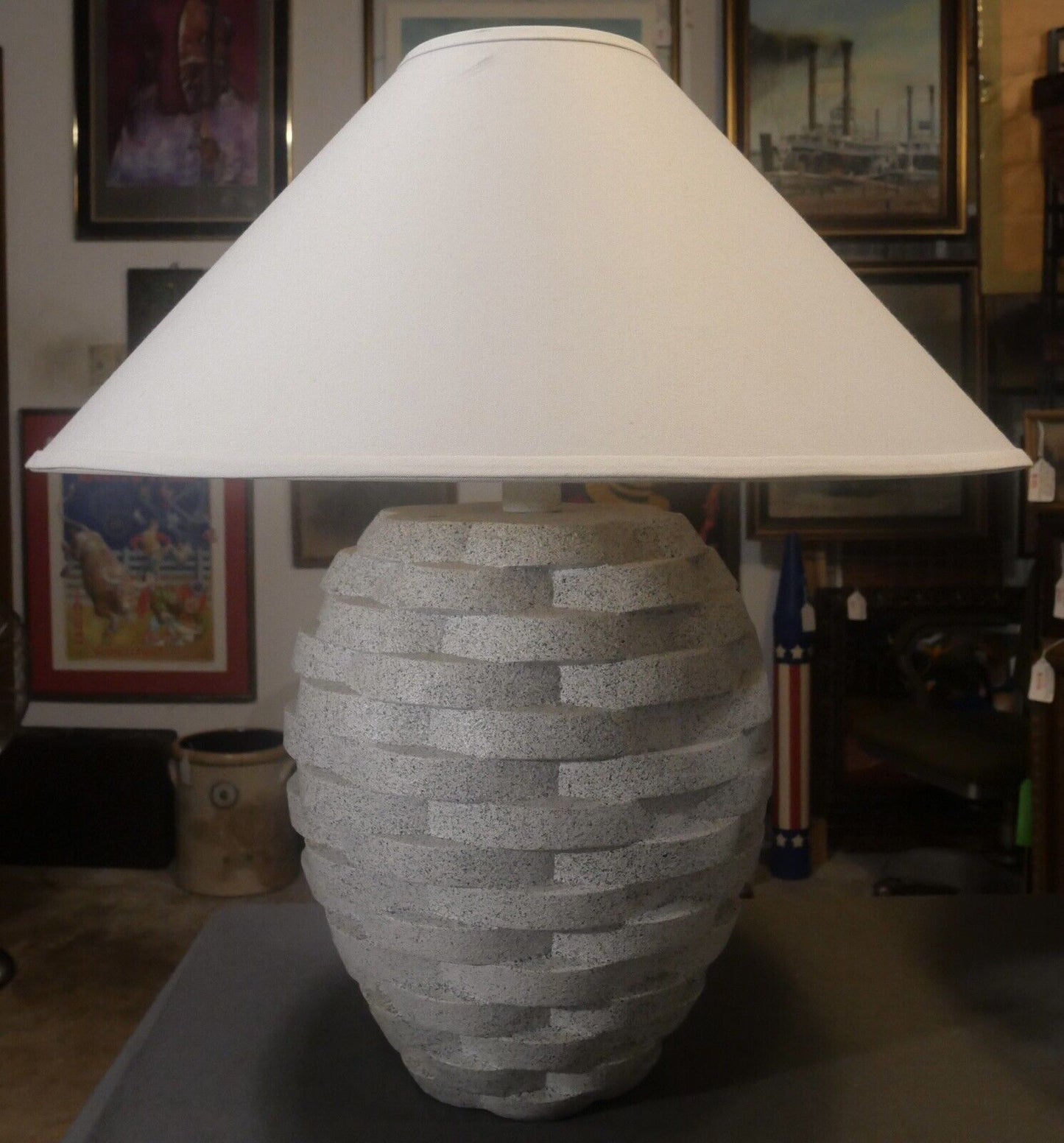 Pair of 1980's American Sunset Lamp Company Post-Modern Stacked Beehive Table Lamps