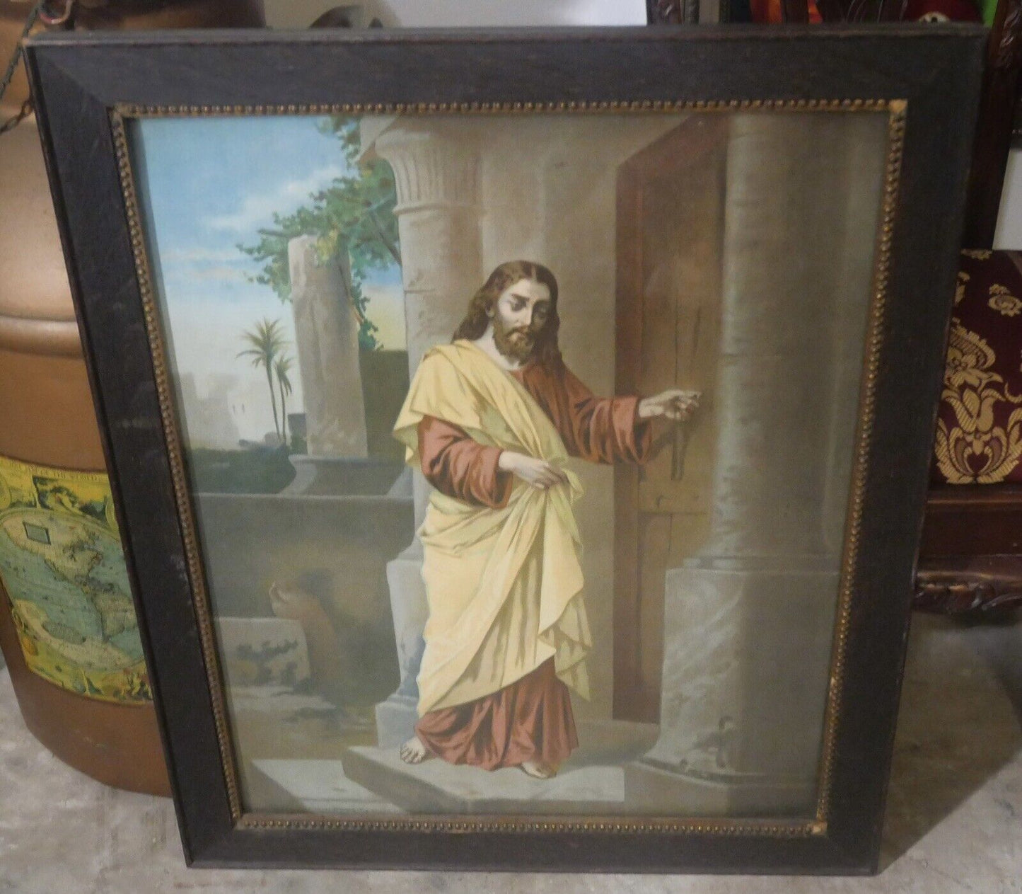 Early 20th Century American "Christ Knocking at the Door" Print in Period Frame