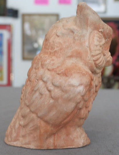 Vintage Clay Owl Sculpture Signed Kim Bird