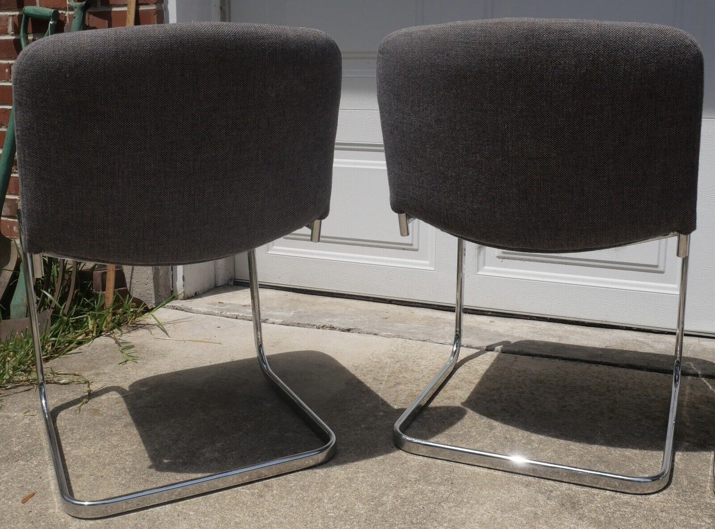 Set of 4 1960’s Italian Mid Century Modern Upholstered Chrome Tubular Cantilever Chairs