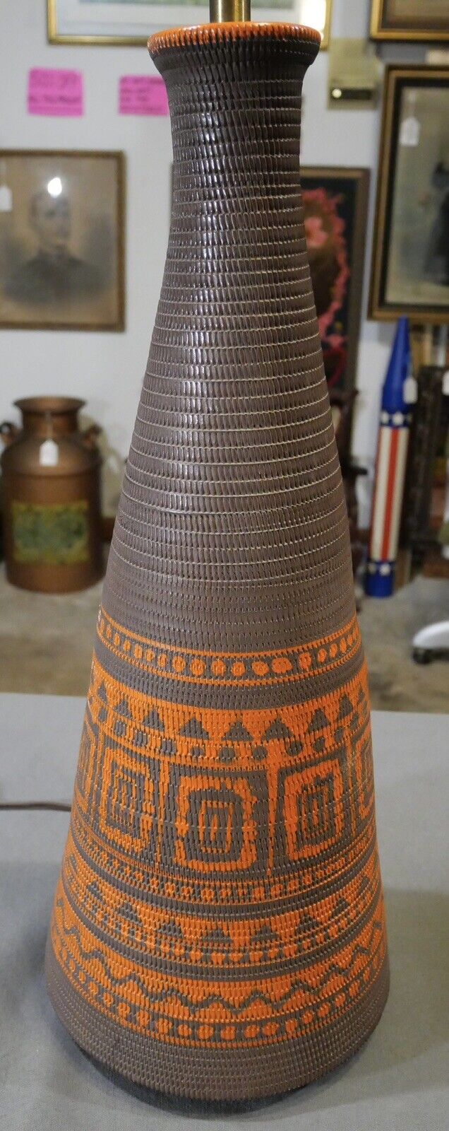 1960’s Italian Mid Century Modern Bitossi Pottery Native American Style Lamp