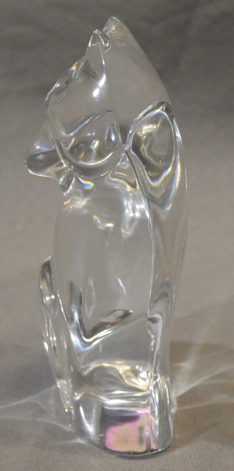 1970’s Belgian Val St. Lambert Crystal Cat Figurine by Katherine De Sousa