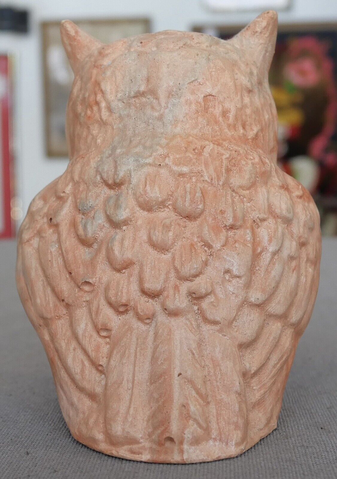 Vintage Clay Owl Sculpture Signed Kim Bird