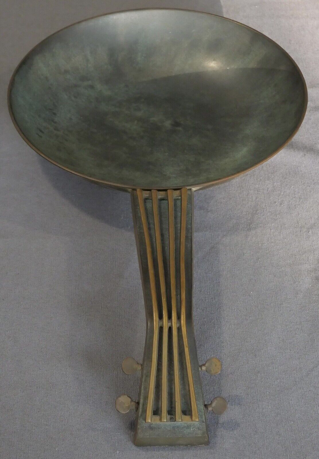 Vintage 1960's Israeli Mid Century Modern Pal Bell Style Patinated Brass Guitar Catchall