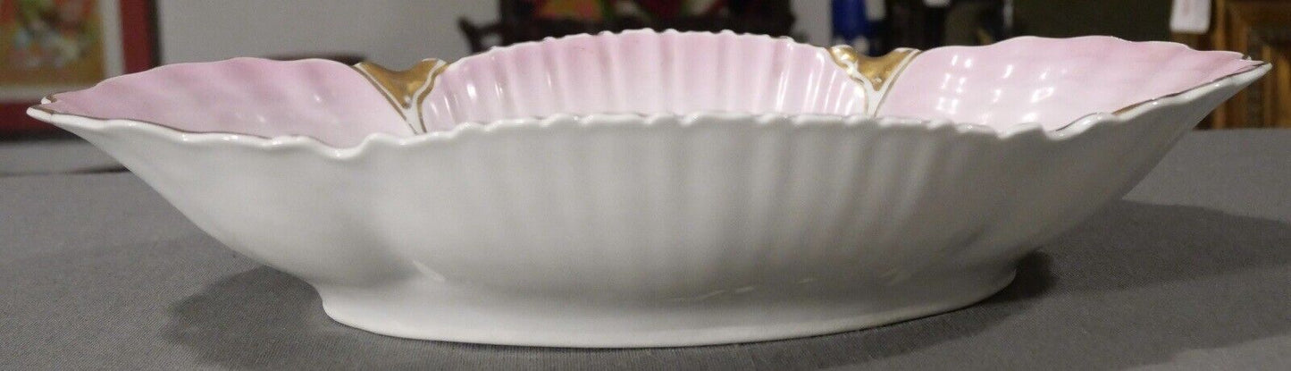 Early 20th Century German FL & Co. Bavarian China Floral Motif Clamshell Bowl