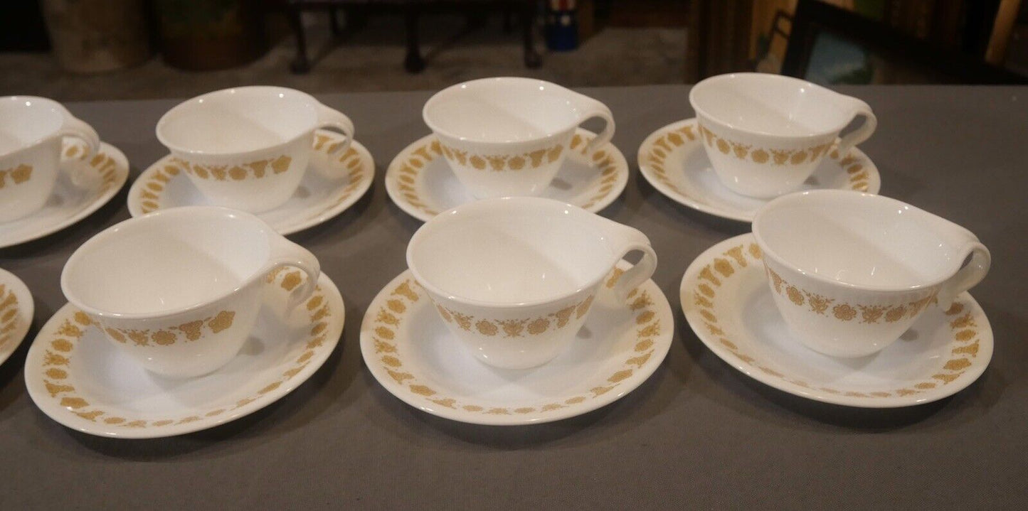 Vintage 1970's American Corelle Ware 26-Piece Butterfly Gold Pattern Coffee Service Set