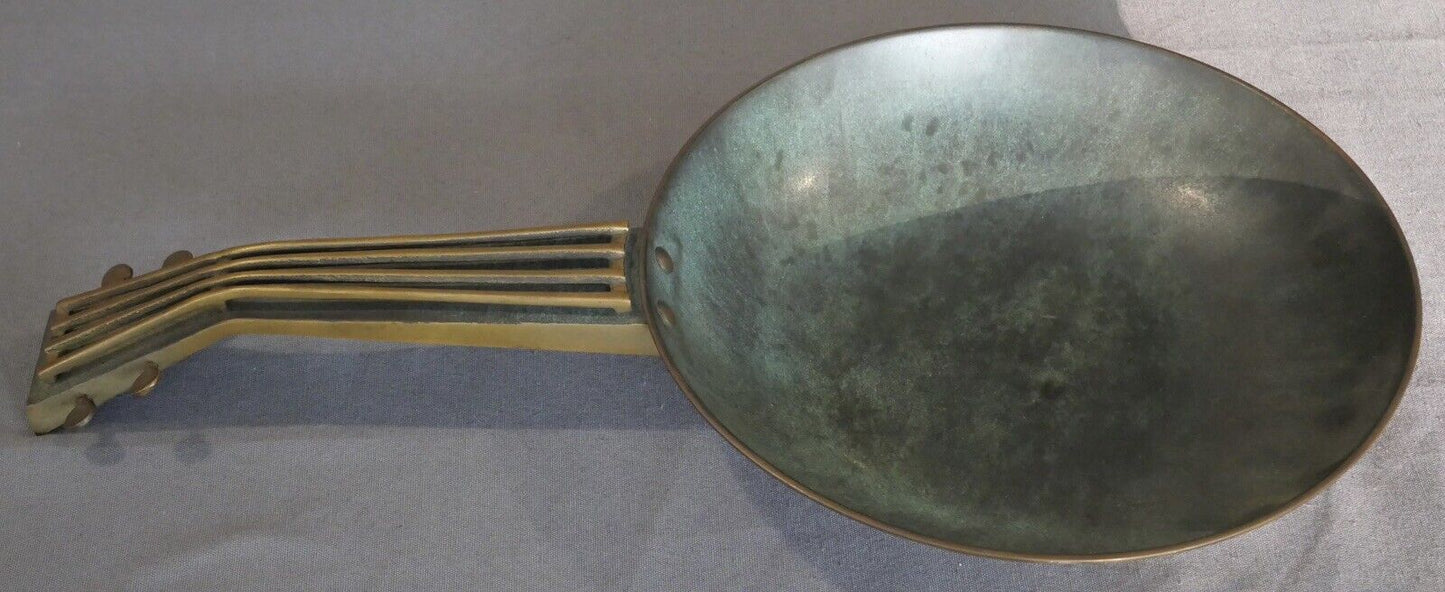 Vintage 1960's Israeli Mid Century Modern Pal Bell Style Patinated Brass Guitar Catchall