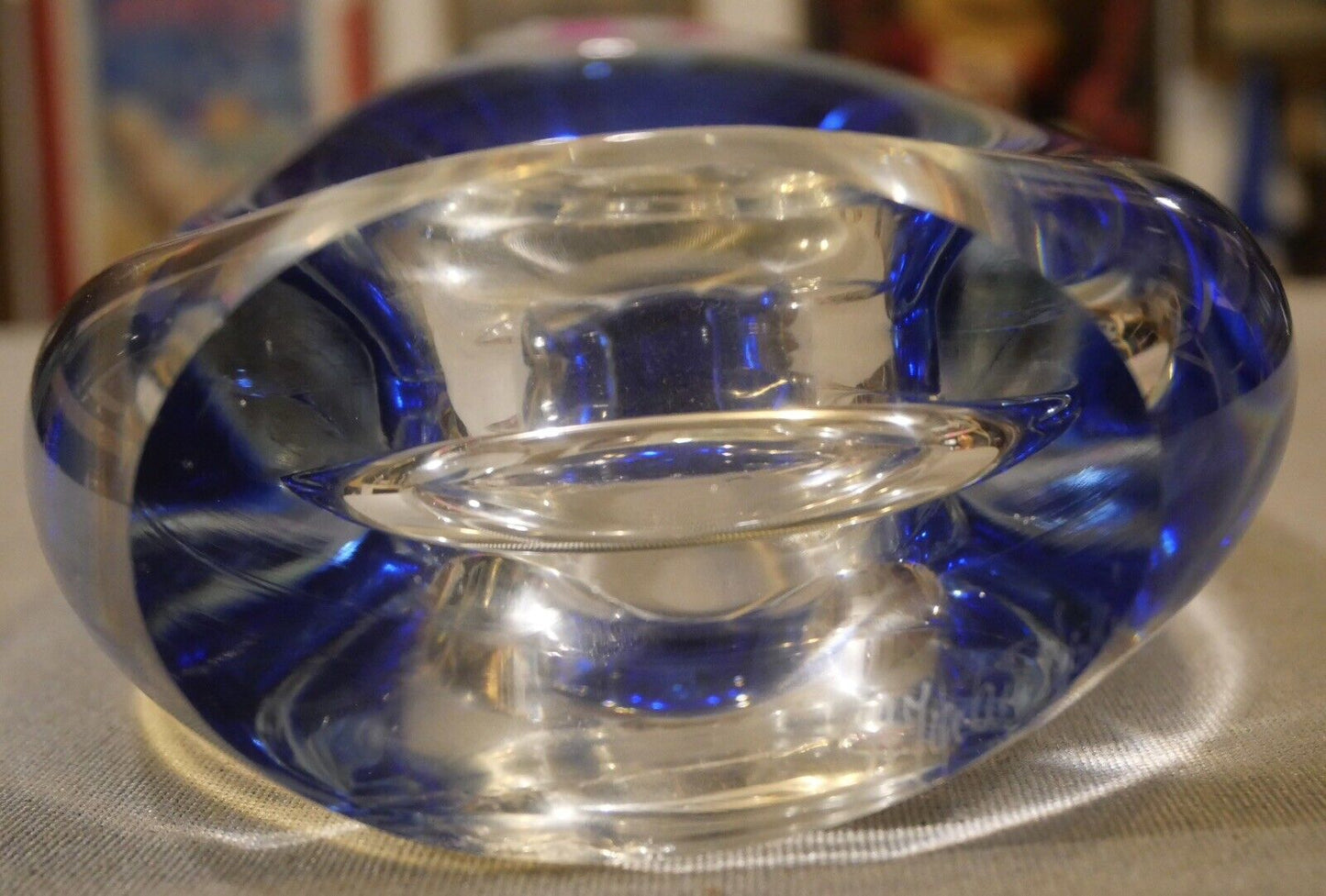 Polish Adam Jablonski Art Glass Blue/Clear Contemporary Style Vase (20th Century)