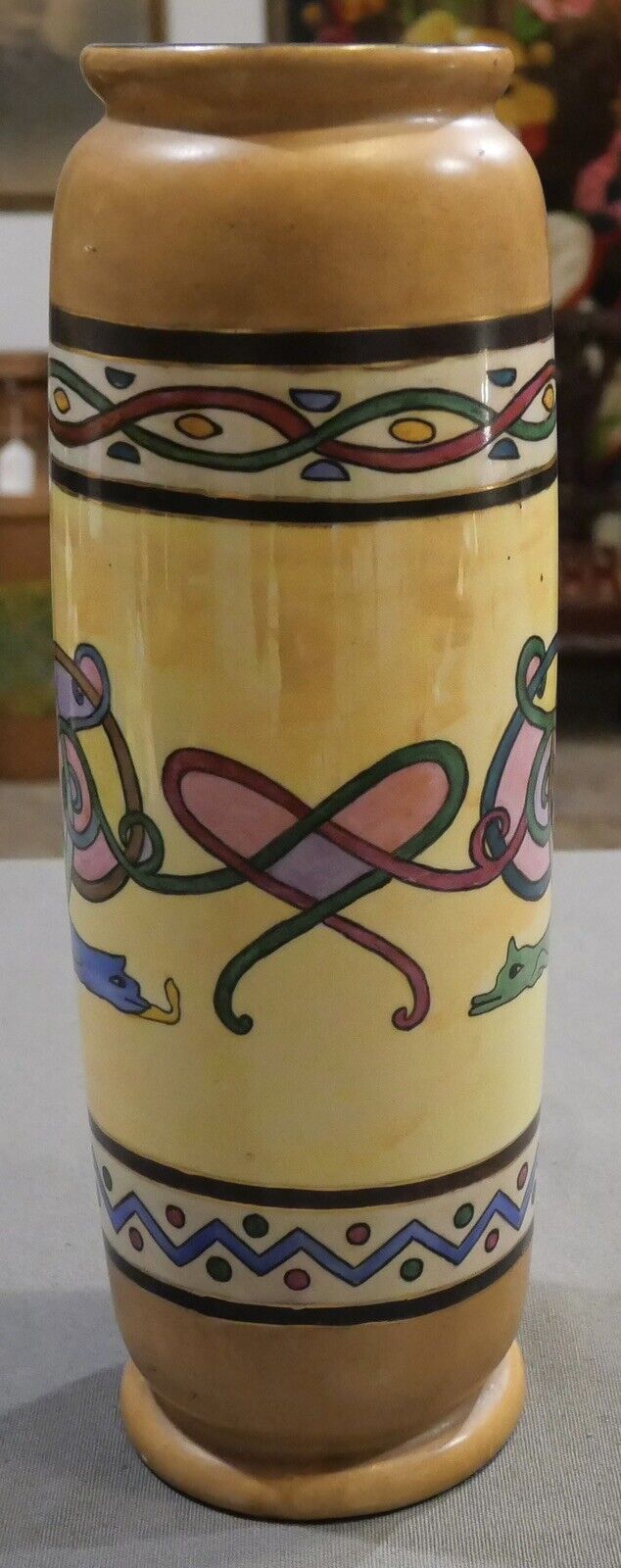 Circa 1910 English Arts & Crafts Royal Doulton Porcelain Lustreware Celtic Knot Vase