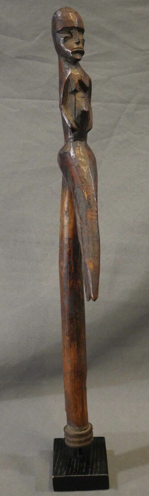 Early 20th Century Lobi Wooden Hornbill Divination Staff from Burkina Faso