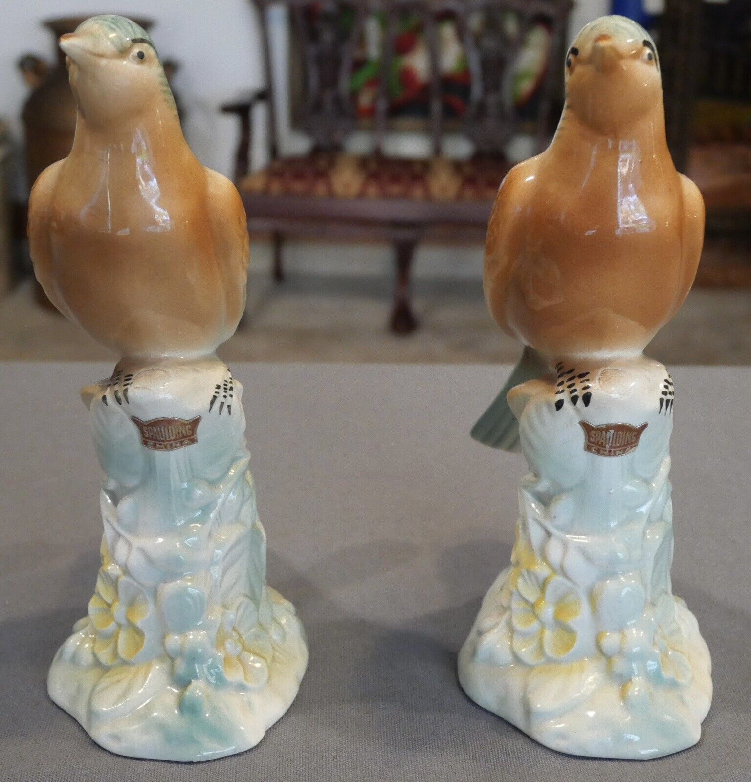 Pair of Mid 20th Century Spaulding China Ceramic Bird Figurines