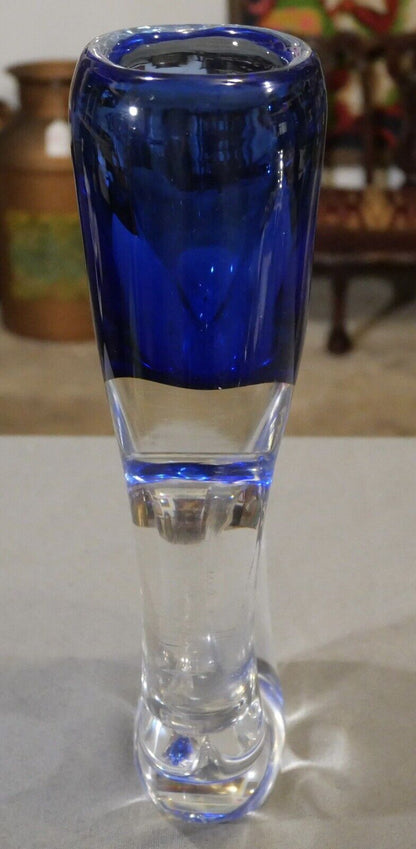 Polish Adam Jablonski Art Glass Blue/Clear Contemporary Style Vase (20th Century)