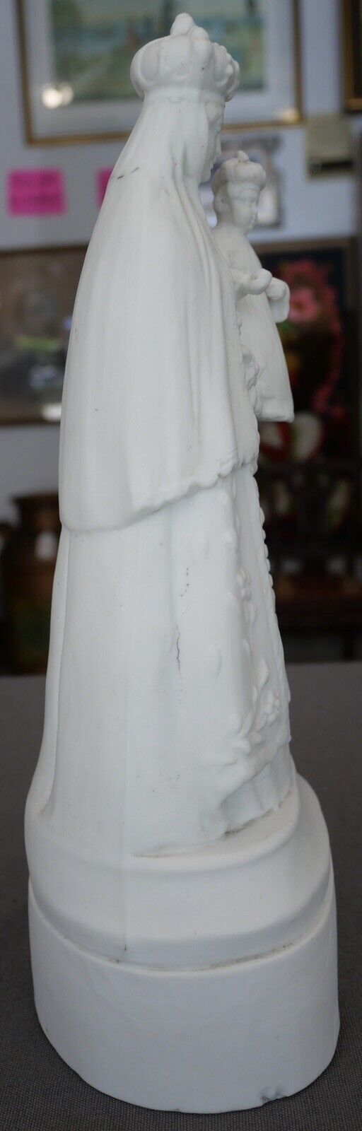 Late 19th Century French Parian Ware Bisque Madonna and Child Statuette