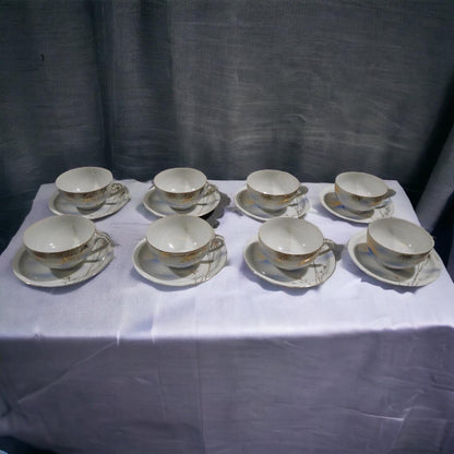 Mid 20th Century Japanese Kutani Porcelain 57-Piece Place Setting Service for 8