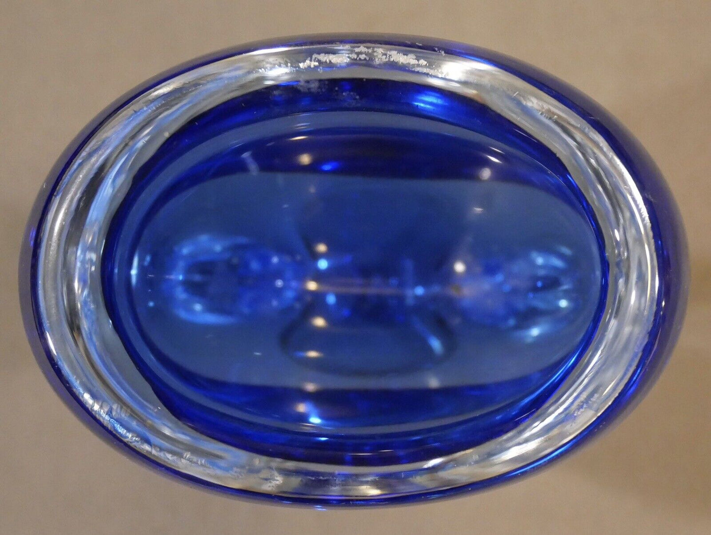 Polish Adam Jablonski Art Glass Blue/Clear Contemporary Style Vase (20th Century)