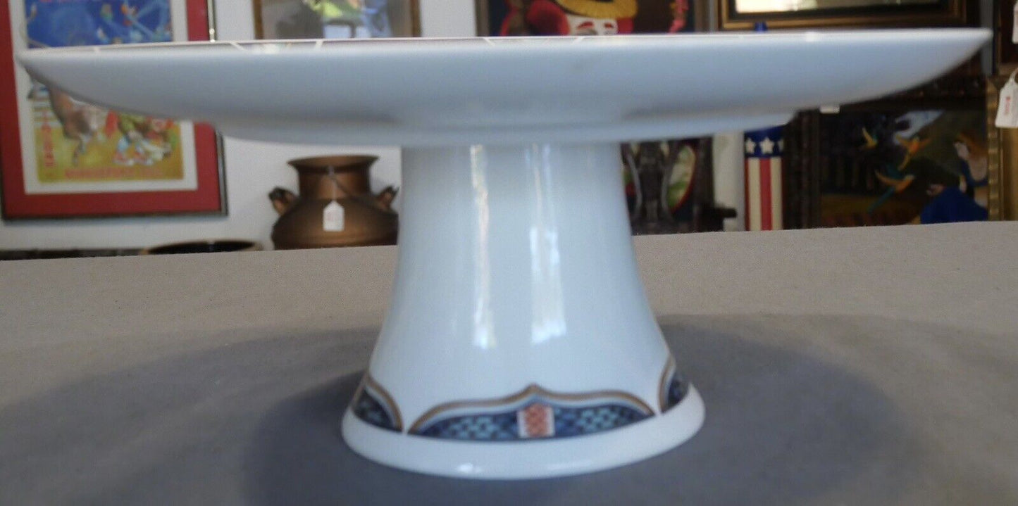 1970's Georges Briard Amethyst Kutani Japanese Porcelain Pedestal Cake Stand