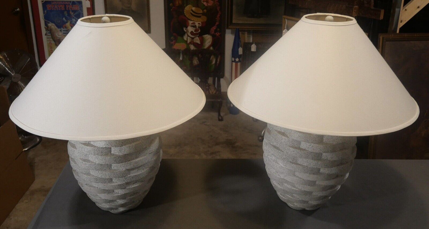 Pair of 1980's American Sunset Lamp Company Post-Modern Stacked Beehive Table Lamps