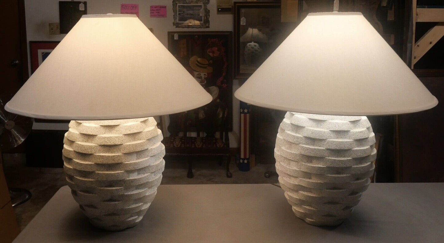 Pair of 1980's American Sunset Lamp Company Post-Modern Stacked Beehive Table Lamps