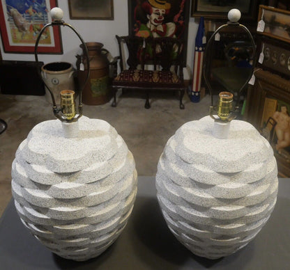 Pair of 1980's American Sunset Lamp Company Post-Modern Stacked Beehive Table Lamps