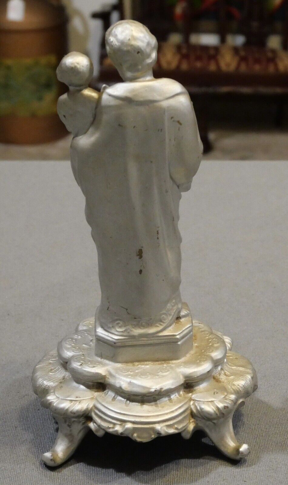 1930’s Silver Painted Cast Metal St. Joseph Figure