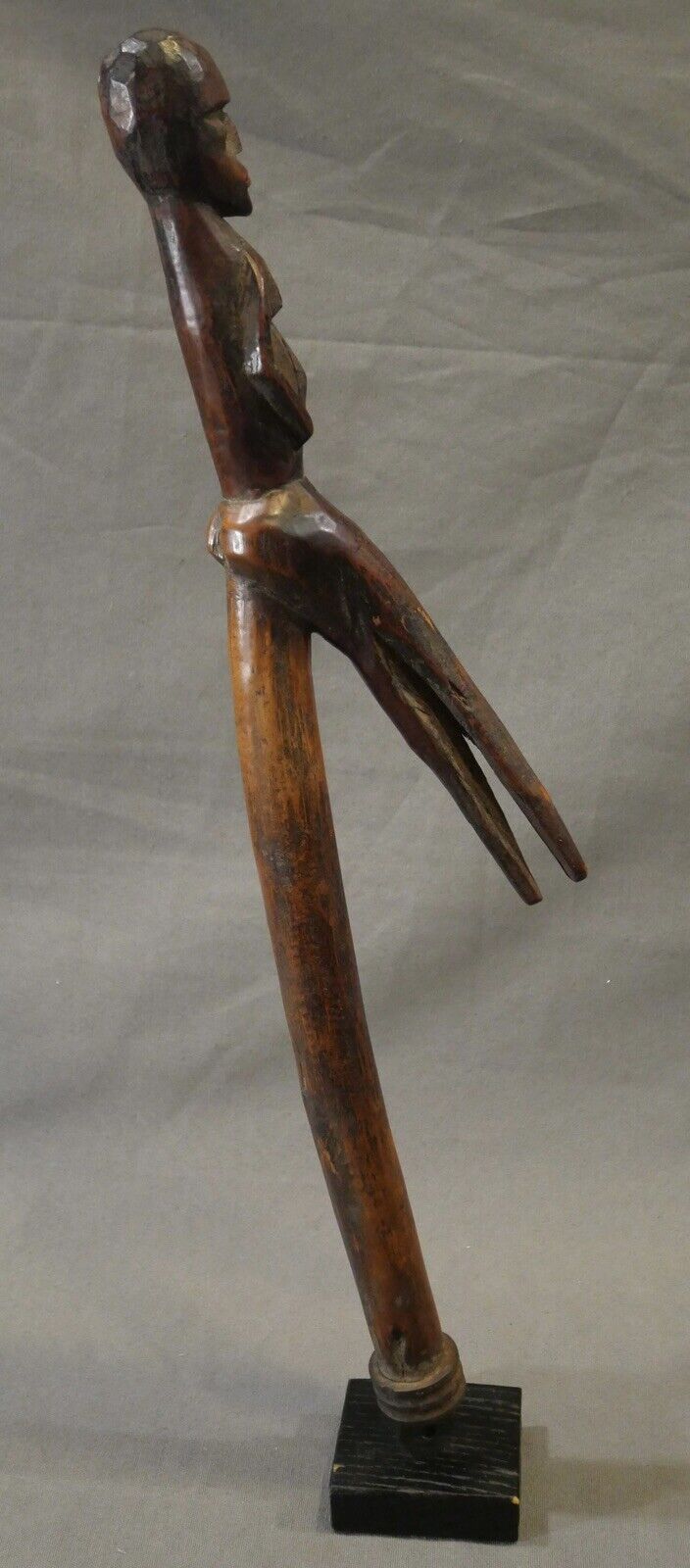 Early 20th Century Lobi Wooden Hornbill Divination Staff from Burkina Faso